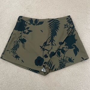 Green Patterned Skort